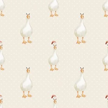 Charming watercolor geese pattern designed for seamless fabric and wallpape.. Stock Illustration