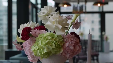 Charming Wedding Or Event Decoration Showcasing Soft Light And Floral Artistry Stock Footage 323772243