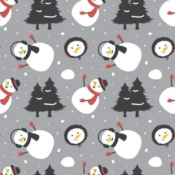 Charming Winter Seamless Pattern Design Featuring Decorative Elements in a .. Stock Illustration