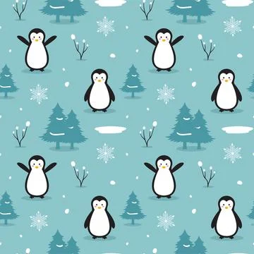 Charming Winter Seamless Pattern Design Featuring Decorative Elements in a .. Illustrazione stock