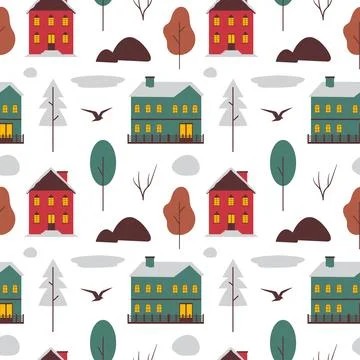 Charming Winter Seamless Pattern Design Featuring Decorative Elements in a .. Illustrazione stock
