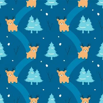 Charming Winter Seamless Pattern Design Featuring Decorative Elements in a .. イラスト素材