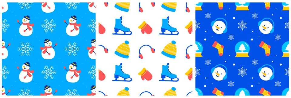 Charming Winter Seamless Pattern Design Featuring Decorative Elements in a .. イラスト素材