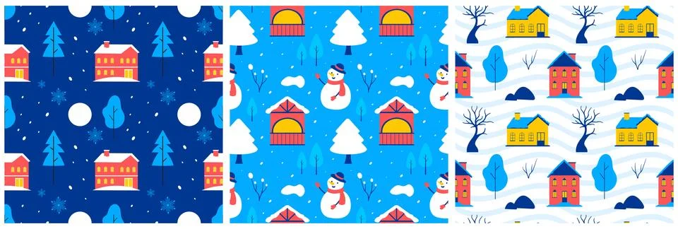 Charming Winter Seamless Pattern Design Featuring Decorative Elements in a .. Illustrazione stock