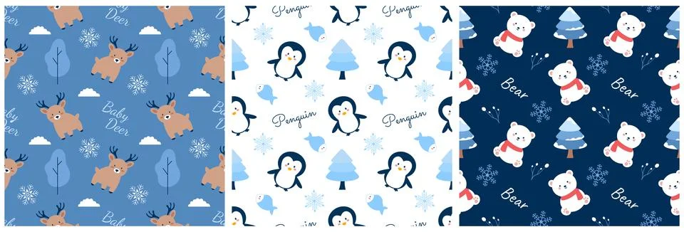 Charming Winter Seamless Pattern Design Featuring Decorative Elements in a .. Illustrazione stock