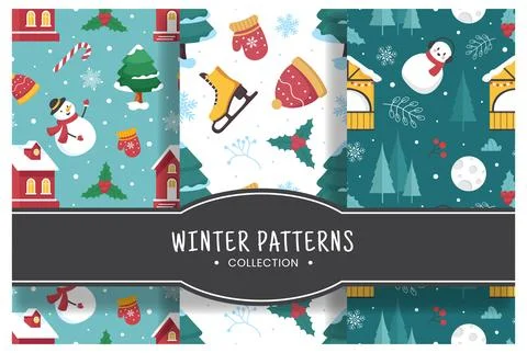 Charming Winter Seamless Pattern Design Featuring Decorative Elements in a .. Illustrazione stock