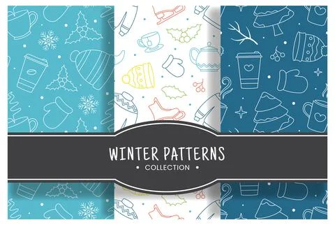 Charming Winter Seamless Pattern Design Featuring Decorative Elements in a .. 库存插图