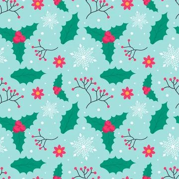 Charming Winter Seamless Pattern Design Featuring Decorative Elements in a .. イラスト素材