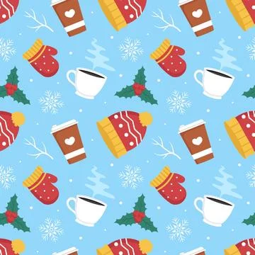 Charming Winter Seamless Pattern Design Featuring Decorative Elements in a .. Stock Illustration