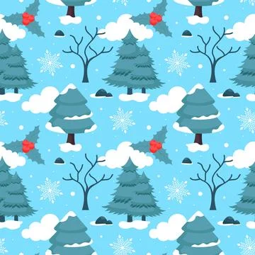 Charming Winter Seamless Pattern Design Featuring Decorative Elements in a .. 스톡 일러스트