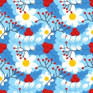 Charming Winter Seamless Pattern Design Featuring Decorative Elements in a .. Stock Illustration