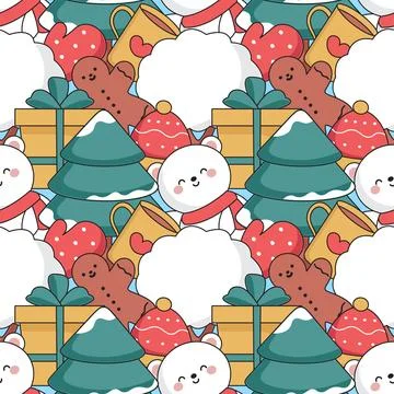 Charming Winter Seamless Pattern Design Featuring Decorative Elements in a .. Stock Illustration