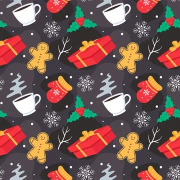 Charming Winter Seamless Pattern Design Featuring Decorative Elements in a .. Stock Illustration