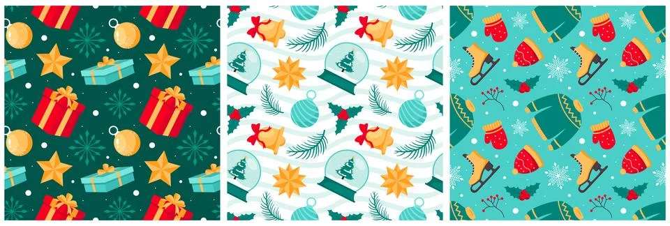 Charming Winter Seamless Pattern Design Featuring Decorative Elements in a .. Stock Illustration