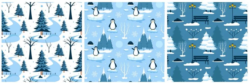 Charming Winter Seamless Pattern Design Featuring Decorative Elements in a .. イラスト素材