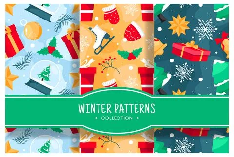 Charming Winter Seamless Pattern Design Featuring Decorative Elements in a .. Stock Illustration