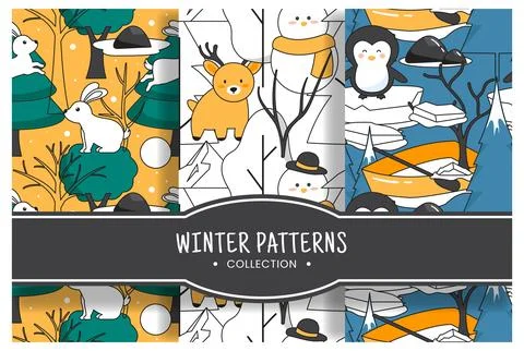 Charming Winter Seamless Pattern Design Featuring Decorative Elements in a .. 스톡 일러스트