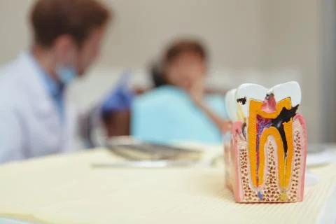 Charming young boy getting teeth checkup at the dentist Stock Photos