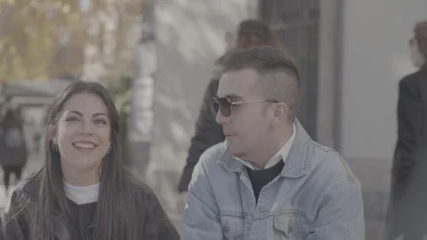 A charming young couple in Madrid, Spain Stock Footage 345028883