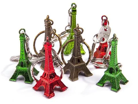 Charms for keys in the form of the Eiffel Tower Stock Photos