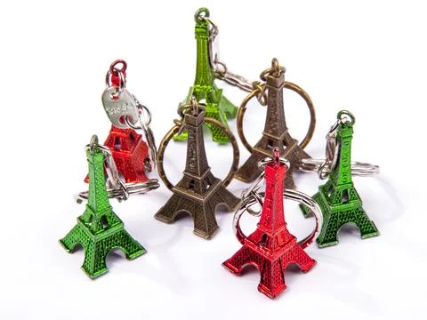 Charms for keys in the form of the Eiffel Tower Stock Photos