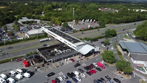 Charnock Richard motorway M6 services UK Stock Footage 205090894