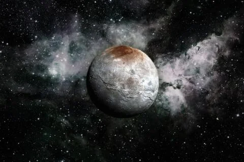 Charon is the largest moon of the dwarf planet Pluto. Stock Photos