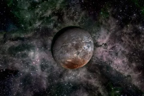 Charon is the largest moon of the dwarf planet Pluto. Stock Photos