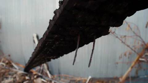 Charred board after a fire 動画素材 199683970