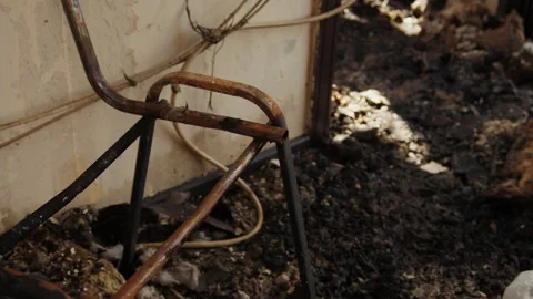 Charred remains of the apartment Stock-Footage 199681101