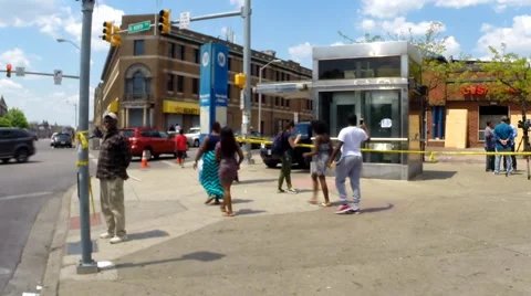 Charred riot scene at CVS in Baltimore, MD  Stock Footage 49731027