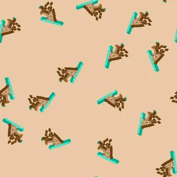 Charred tree trunk wildfire disaster isometric icon seamless pattern 스톡 일러스트