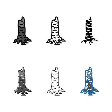 Charred tree trunk wildfire disaster variety color icon vector イラスト素材