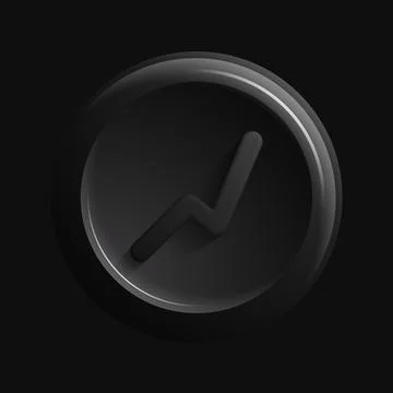Chart 3D Icon. Black Isolated Graph Button Stock Illustration