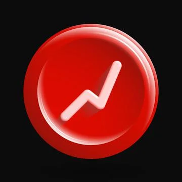 Chart 3D Icon. Red Isolated Graph Button Stock Illustration