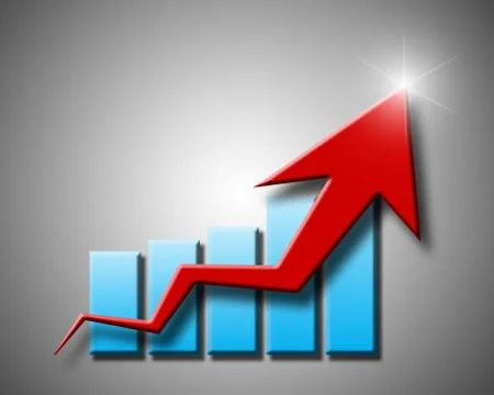 Chart and arrow on a grey background in progress Stock Illustration