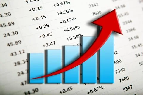 Chart and arrow on a number background in progress Stock Illustration