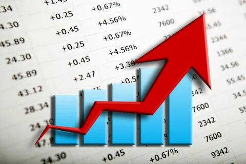 Chart and arrow on a number background in progress Stock Illustration