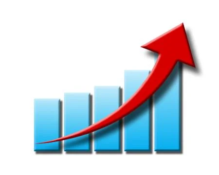 Chart and arrow on a white background in progress Stock Illustration