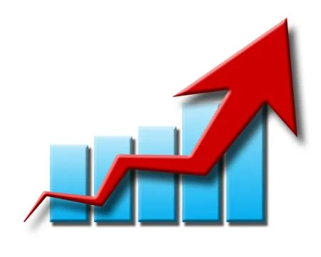 Chart and arrow on a white background in progress Stock Illustration