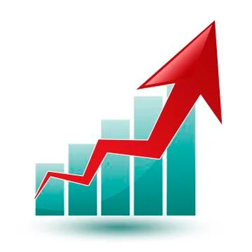 Chart and arrow on a white background in progress Stock Illustration