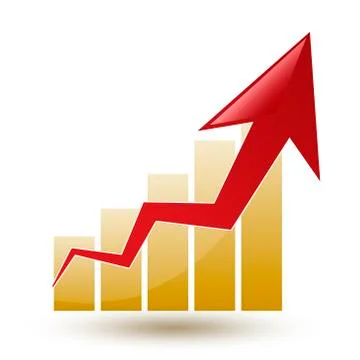 Chart and arrow on a white background in progress Stock Illustration