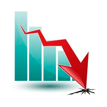 Chart and arrow on a white background in regress Illustrazione stock