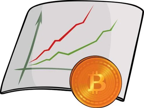 Chart and bitcoin Stock Illustration