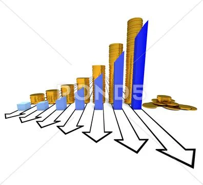 Chart and coins - blue Stock Illustration
