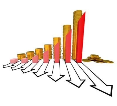 Chart and coins - red Stock Illustration
