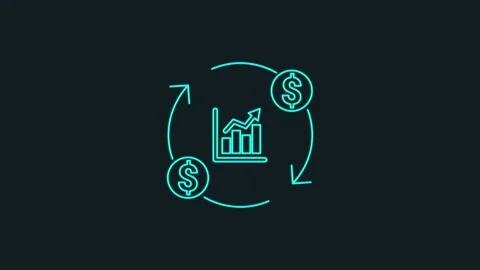 Chart and dollar neon glowing line icon isolated on black background. Stock-Footage 143863271