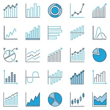 Chart and Graph creative icons. Vector Statistics symbols Illustrazione stock