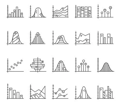 Chart and graph set featuring data 库存插图