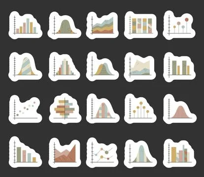 Chart and graph set featuring data 库存插图
